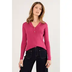 MA GRIFFE - Polera Manga Larga Mujer Fucsia Magriffe
