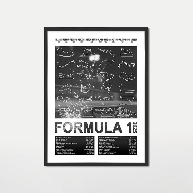 GENERICO - Cuadro decorativo Formula 1 Calendario 2025 Procircuit