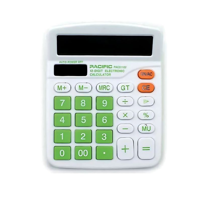 PACIFIC - Calculadora Electrónica 12 Dígitos Verde - PS