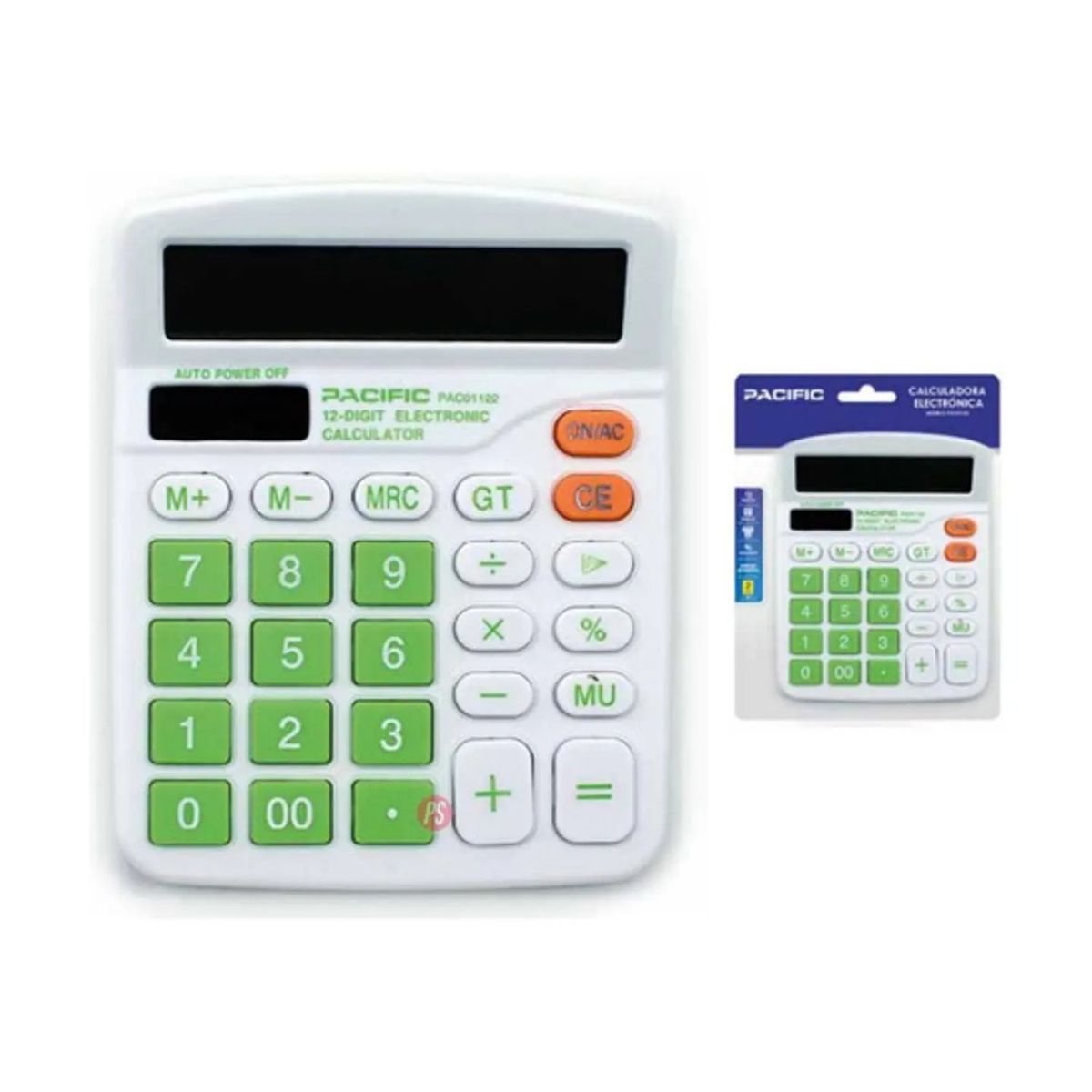 PACIFIC - Calculadora Electrónica 12 Dígitos Verde - PS