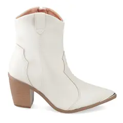 VIZZANO - Botín Mujer Texano Taco Ancho 7 cm Blanco