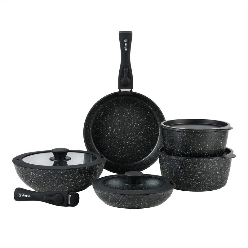SIMPLIT - Batería de Cocina Antiadherente Oxford Granito 15pcs Simplit