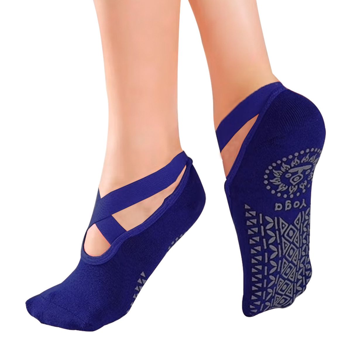 IMPOPLANET - CALCETINES DE YOGA PILATES ANTIDESLIZANTES AZUL
