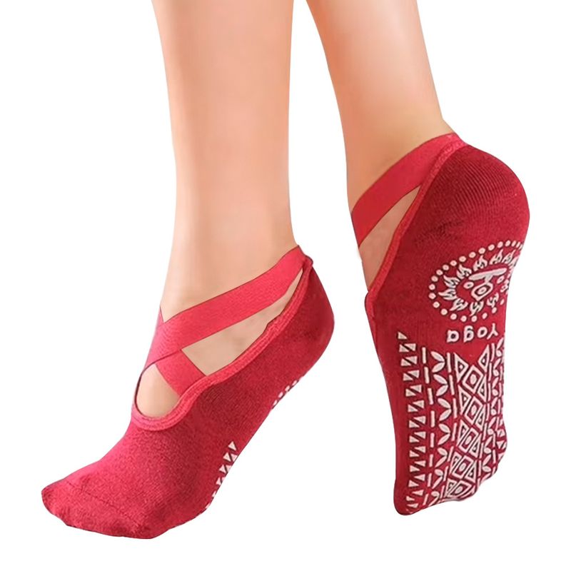 IMPOPLANET - CALCETINES DE YOGA PILATES ANTIDESLIZANTES ROJO
