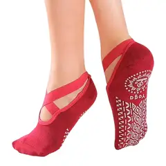 IMPOPLANET - CALCETINES DE YOGA PILATES ANTIDESLIZANTES ROJO