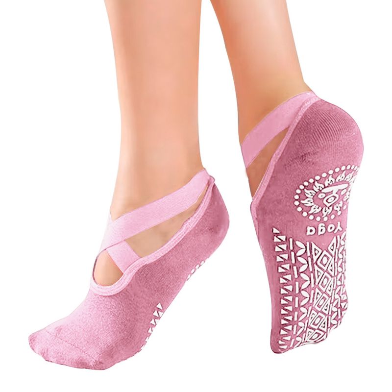 IMPOPLANET - CALCETINES DE YOGA PILATES ANTIDESLIZANTES ROSADO
