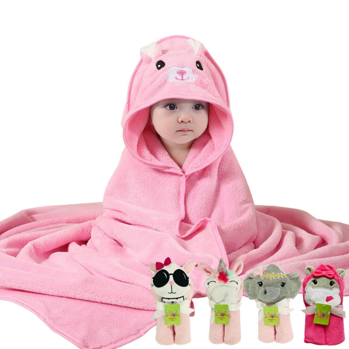 GARSIL - Toalla De Algodon Con Capucha Para Bebe Suave Absorbente de niña