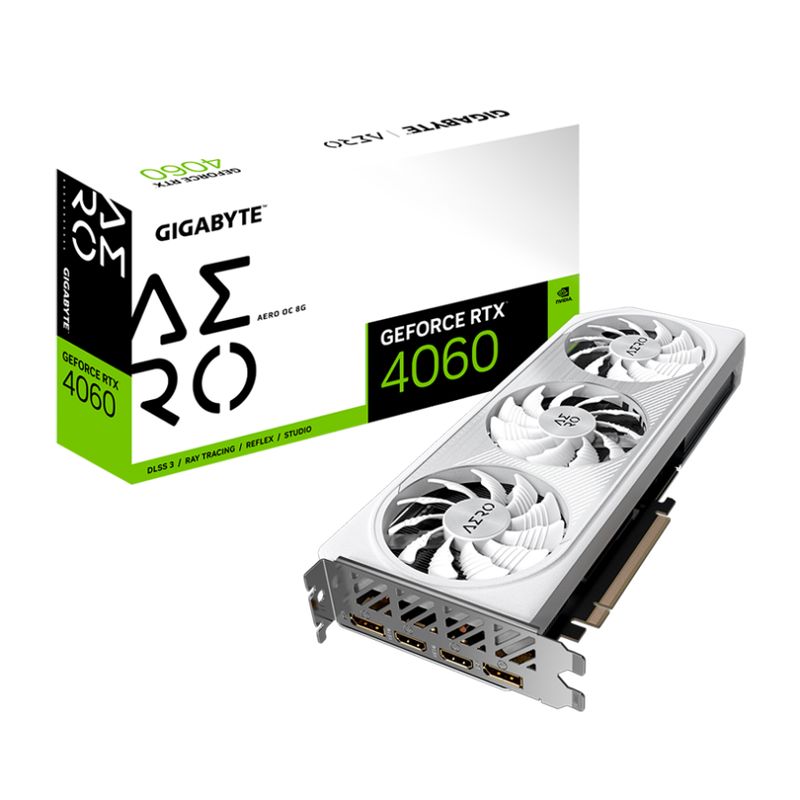 GIGABYTE - Tarjeta gráfica Gigabyte GeForce RTX 4060 AERO OC 8G GDDR6
