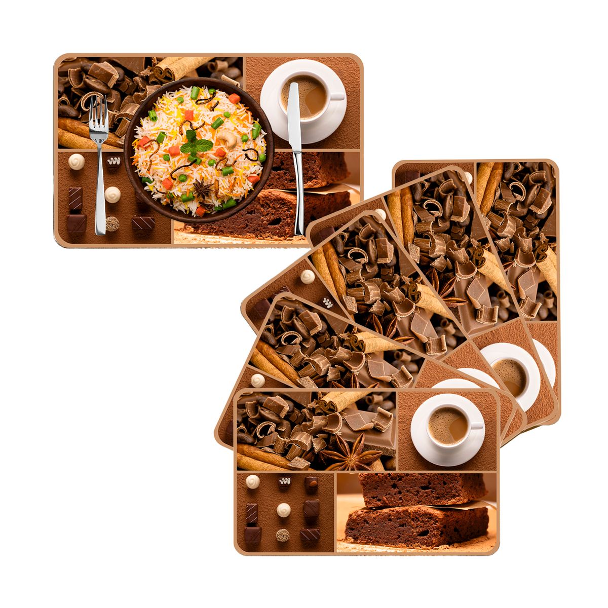 MERCAR RAY - Set 6 individuales PVC de mesa Cocoa 40 x 25cm