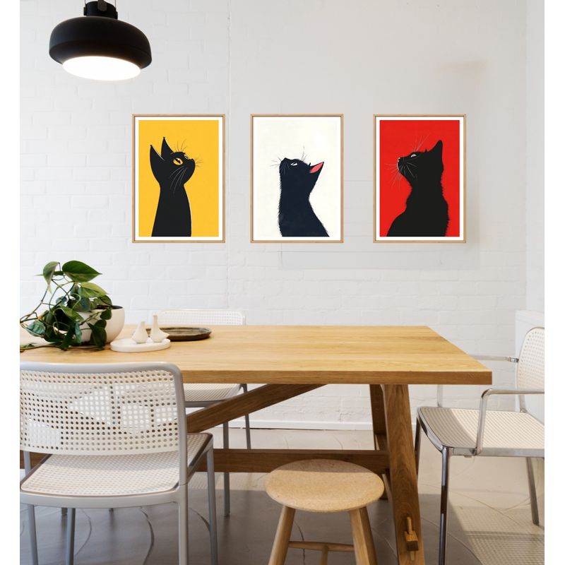 GENERICO - Set 3 Cuadros decorativos Gatitos Negros 43x33 cm