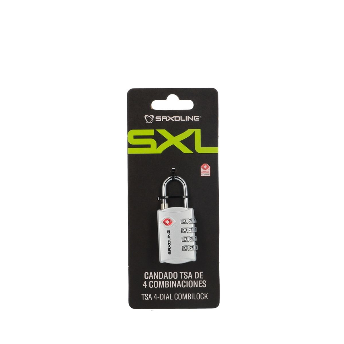 SAXOLINE - Candado para Maleta con 4 diales TSA Saxoline Plateado