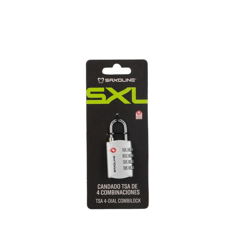 SAXOLINE - Candado para Maleta con 4 diales TSA Saxoline Plateado