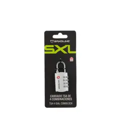 SAXOLINE - Candado para Maleta con 4 diales TSA Plateado