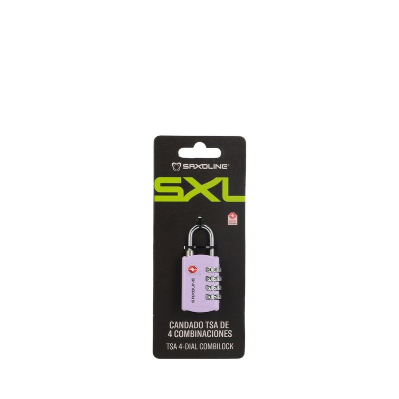 SAXOLINE - Candado para Maleta con 4 diales TSA Saxoline Lila