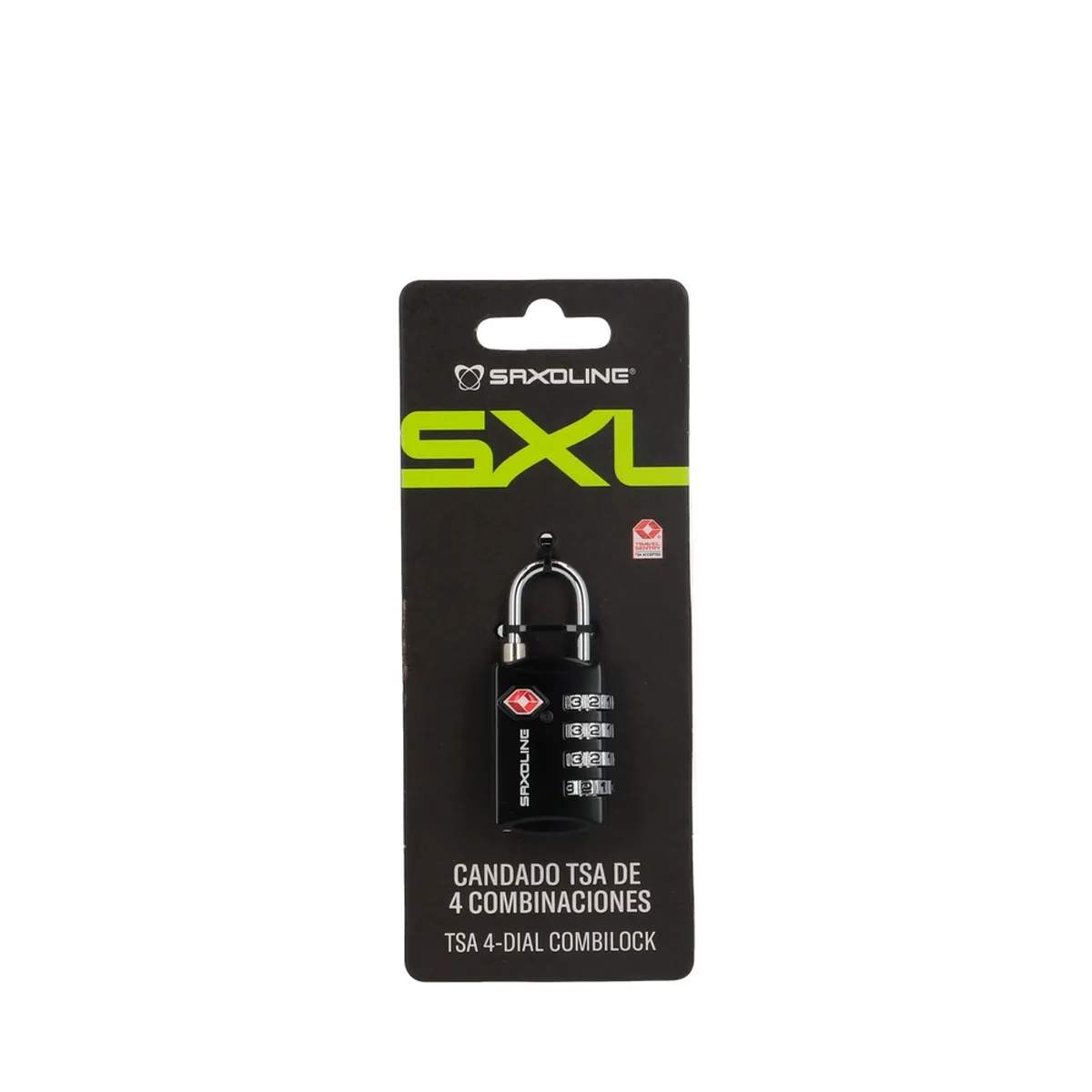 SAXOLINE - Candado para Maleta con 4 diales TSA Saxoline Negro