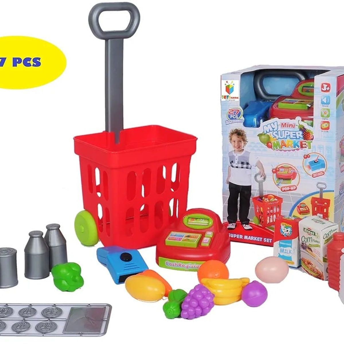 GENERICO - Mini Carrito Supermercado Niños Caja Registradora Sonido Set supermercado