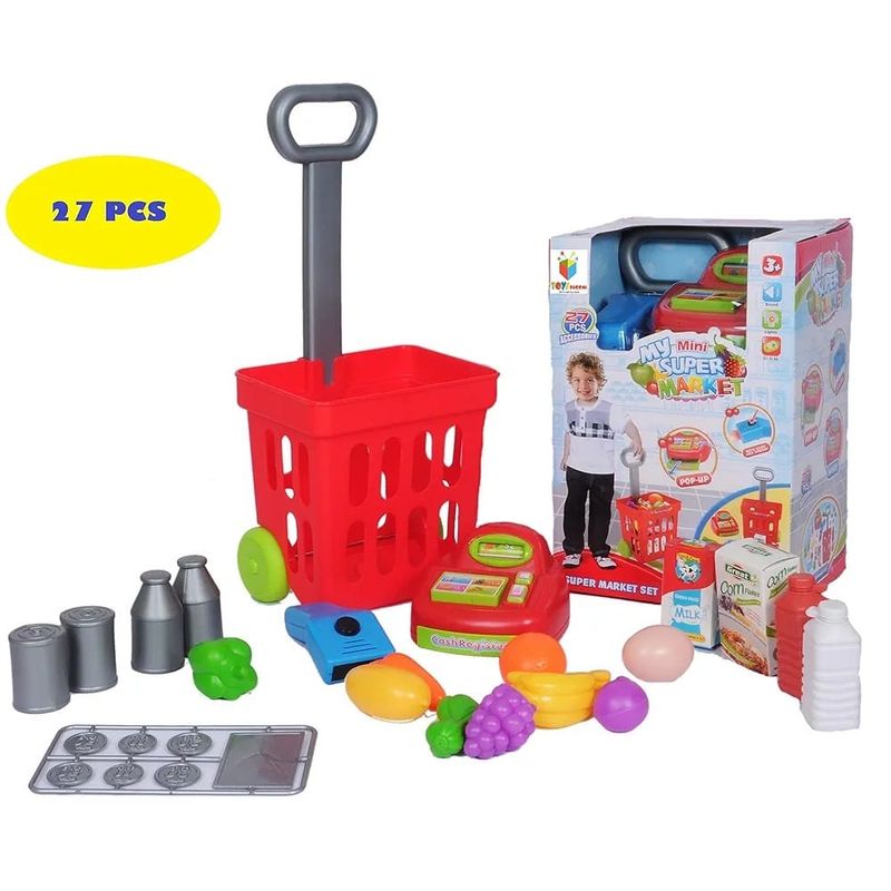 GENERICO - Mini Carrito Supermercado Niños Caja Registradora Sonido Set supermercado