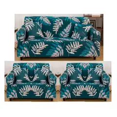 GENERICO - FUNDAS PARA MUEBLE 3+1+1 CUBRE SILLON TELA ELASTICA DISEÑO HOJAS TF