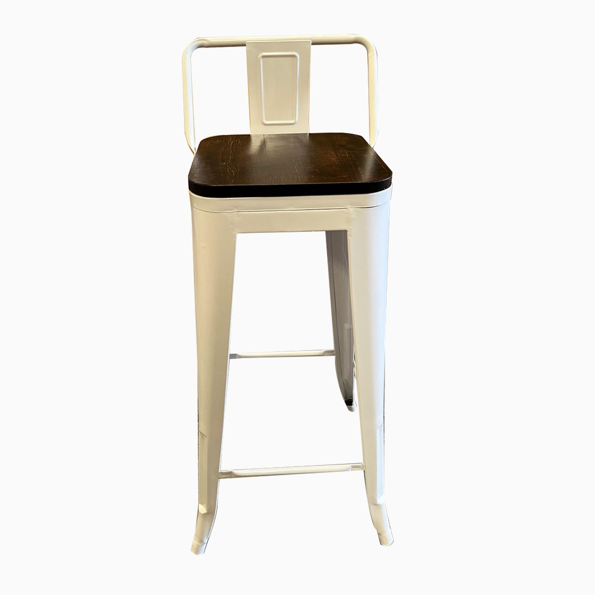 VENHOOUSE - Taburete Tolix Blanco Con Asiento De Madera De 76cm