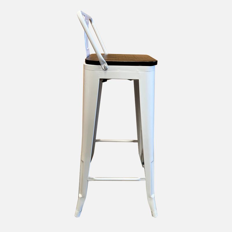 GENERICO - Taburete Tolix Blanco Con Asiento De Madera De 76cm