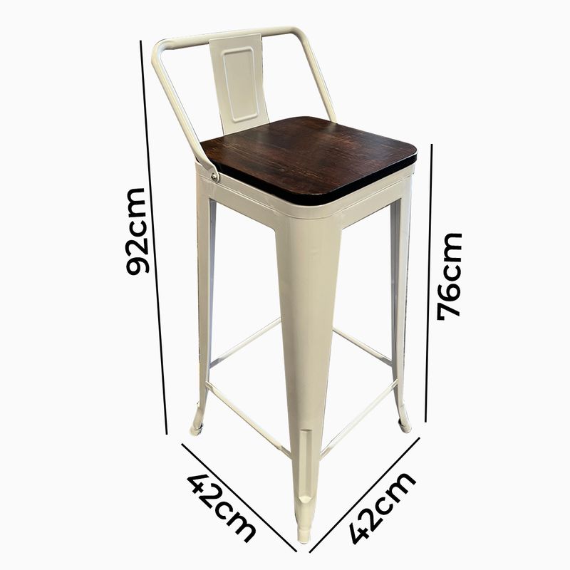 GENERICO - Pack 2 Taburetes Tolix Blanco Con Asiento De Madera De 76cm