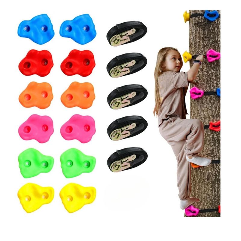AUCKLAND OUTDOOR - Juego Escalada 12 Piedras De Resina Con 5 Cinturones