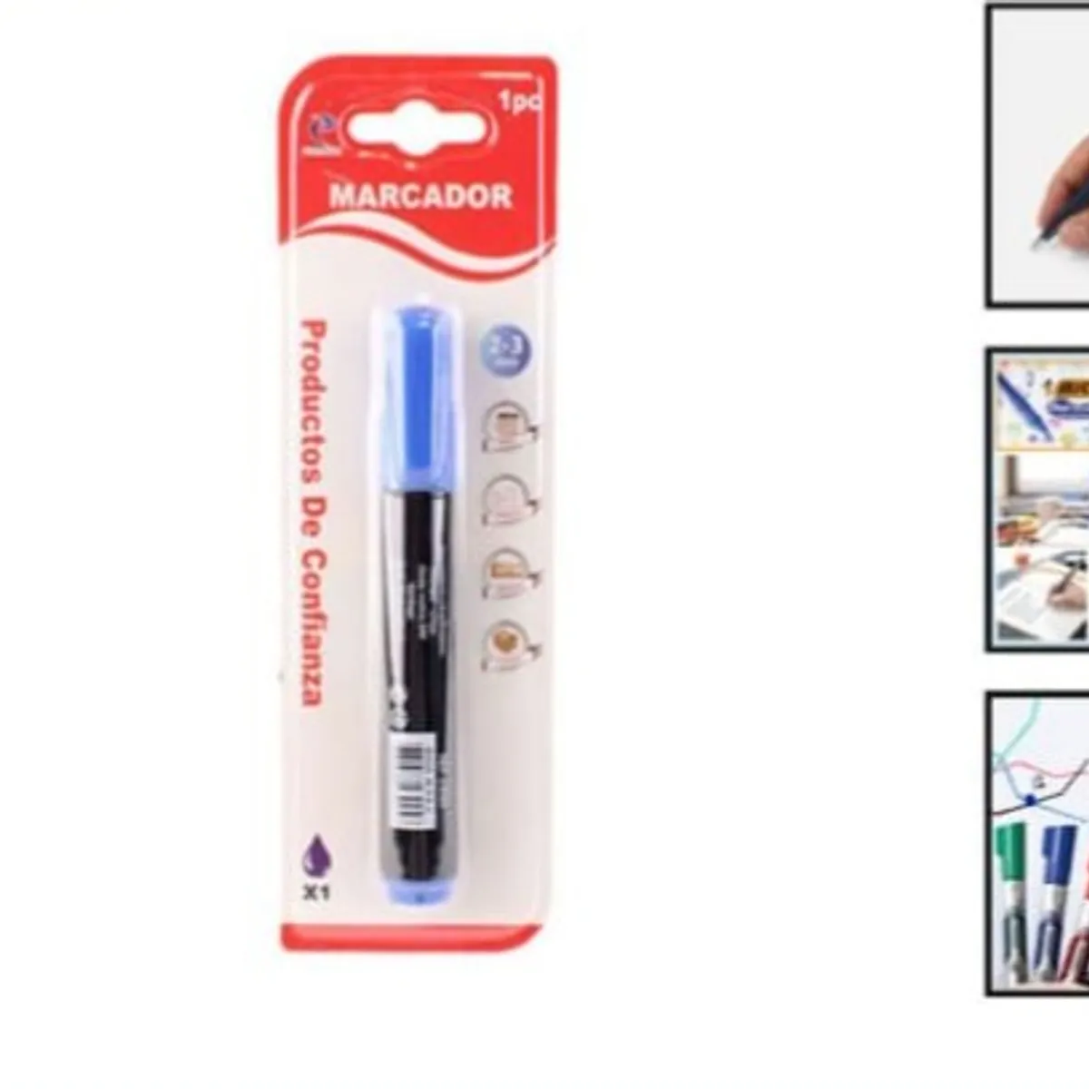 GENERICO - Lapiz Marcador Set 3 Unidades Azul