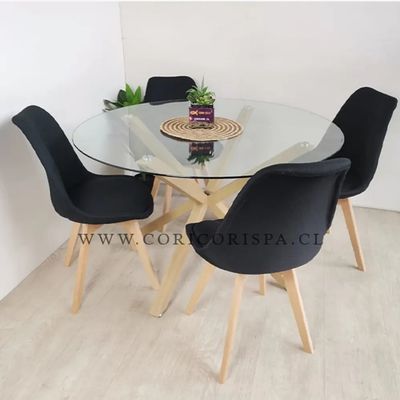 Imagen 2 del producto Juego de Comedor Warwick 100cms + 4 Sillas Tulip Lino
