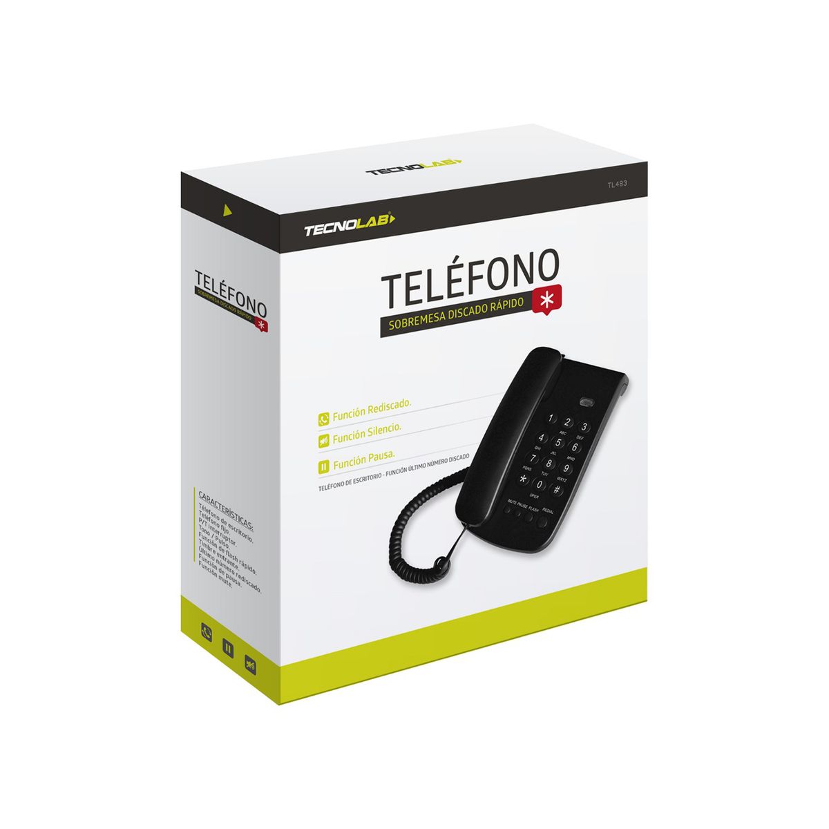 TECNOLAB - Teléfono Fijo Con Notificación Llamada Luminoso Blanco - Ps