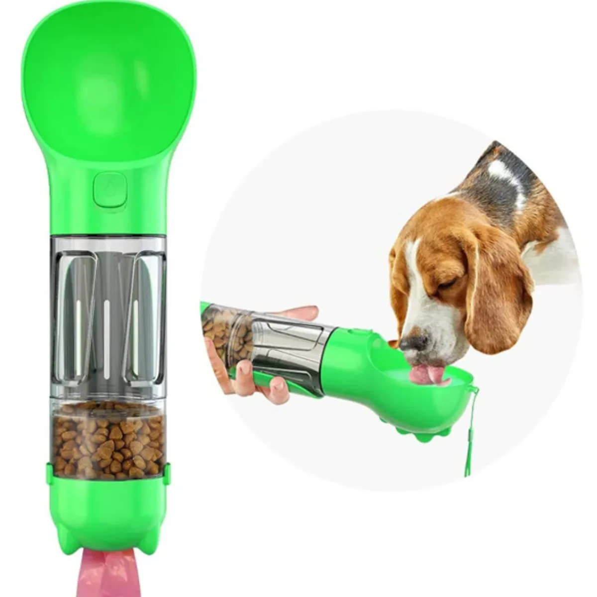 GENERICO - Bebedero Portatil 3 en 1 para Perros y Gatos color Verde