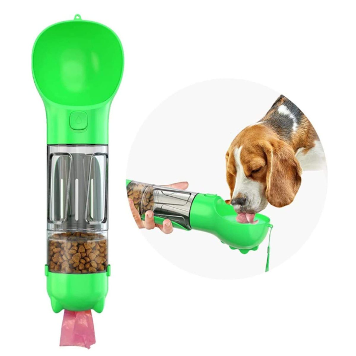 GENERICO - Bebedero Portatil 3 en 1 para Perros y Gatos color Verde