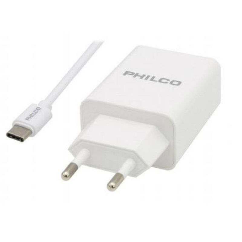 PHILCO - Cargador De Pared USB Tipo C Carga Rapida Blanco Philco