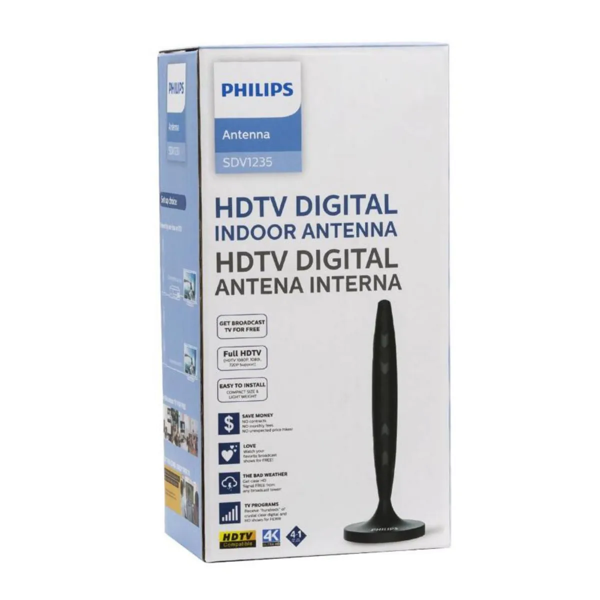 PHILIPS - Antena Interna Tv HDTV Digital VHF UHF SDV123555 Philips