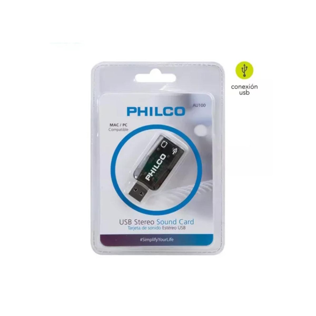 PHILCO - Tarjeta De Sonido USB Adaptador De Audio AU100 Philco