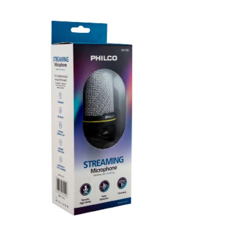 PHILCO - Microfono Condensador Semi Profesional Jack 3.5 Con Tripode Philco