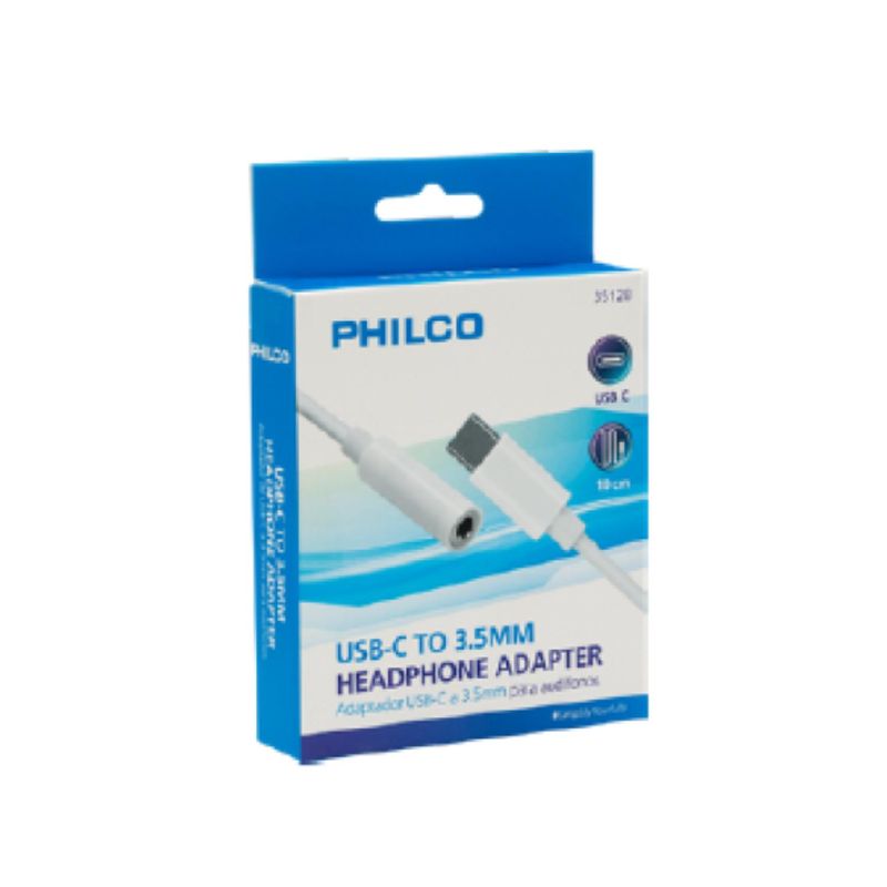 PHILCO - Adaptador De Audio USB C A Jack 35mm Blanco B35128