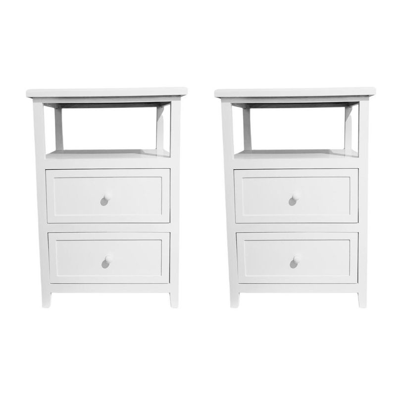 ITAHOME - SET 2 VELADORES DORMITORIO PALLAVICINI 2 CAJONES BLANCO