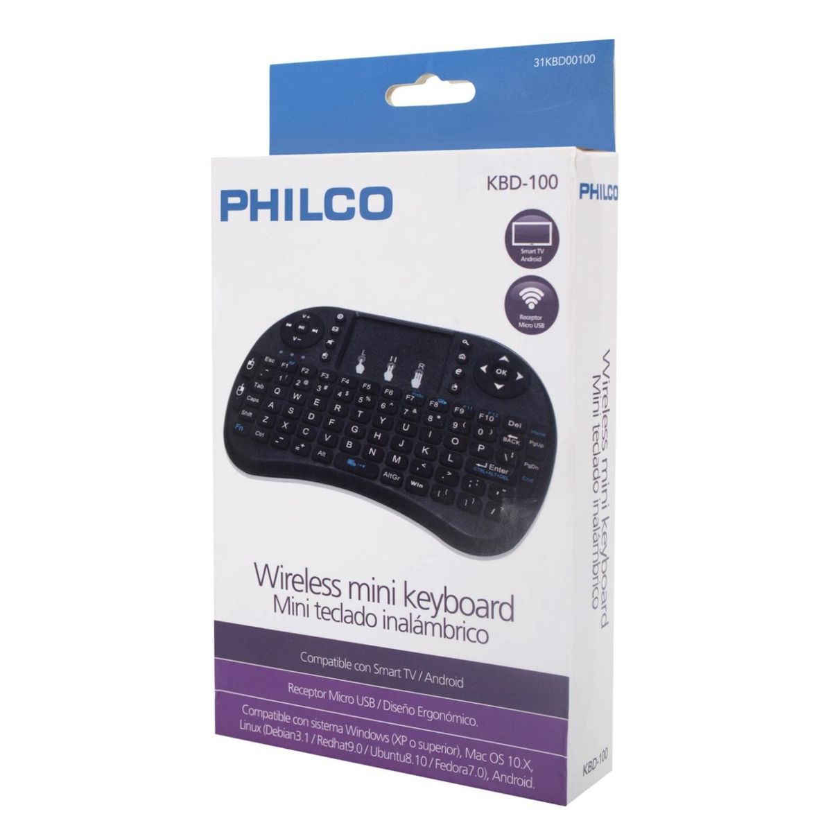 PHILCO - Teclado Inalambrico Mini Teclado Para Smart Tv Negro Philco