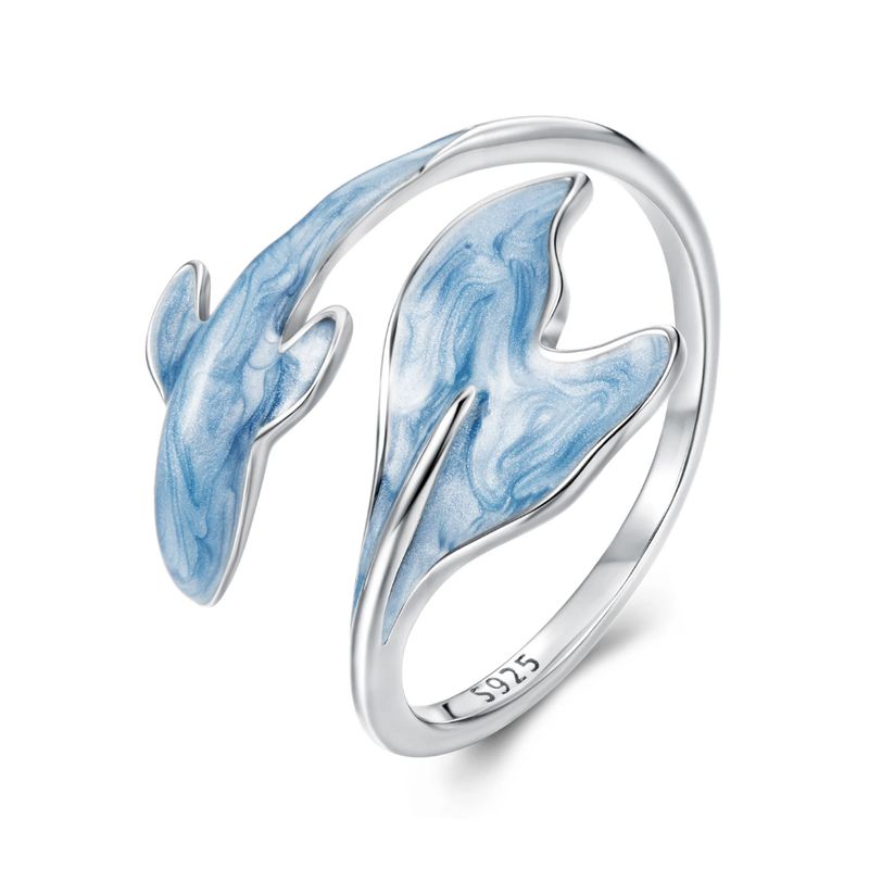 GENERICO - Anillo plata 925 ajustable delfin