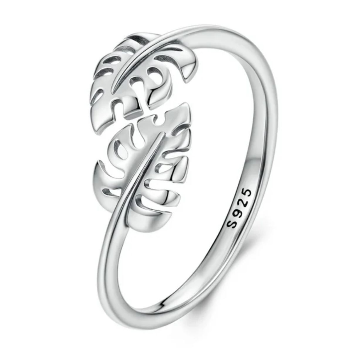 GENERICO - Anillo plata 925 ajustable hoja monstera