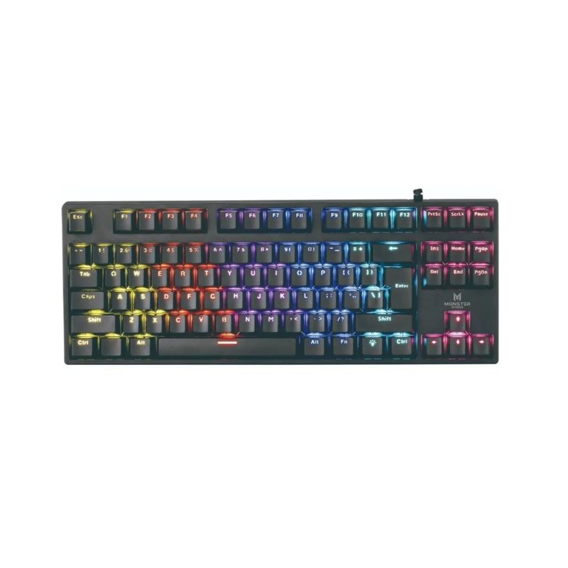 MONSTER GAMES - Teclado Mecanico Gamer USB RGB Negro Punisher Monster Games