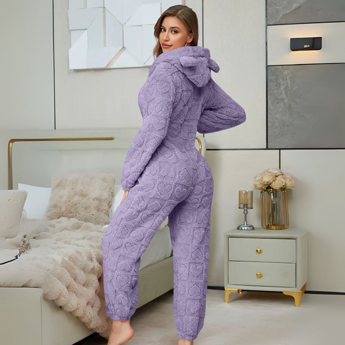 TIOZONEY - Pijama Mujer Polar Entera Con Gorro