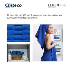 CHITECO - Pack 6 Toallas (by Lourdes) 500g Baño y Manos Azul Lisa