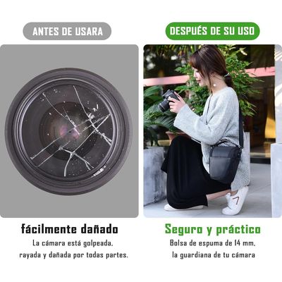 Imagen 2 del producto Bolso Cámara Fotográfica Y Lente Dslr Canon Acolchado Negro