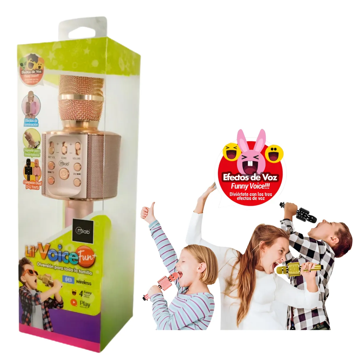 MLAB - Parlante Portátil Tipo Micrófono c Soporte Smartphone Pink