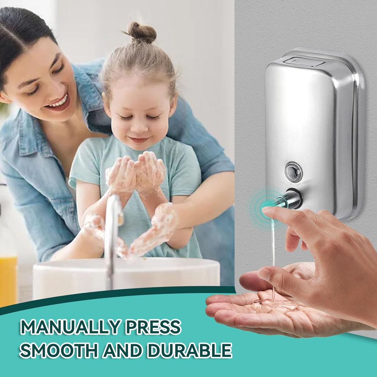 GENERICO - Dispensador De Jabón De Pared De Acero Inoxidable De 800 Ml