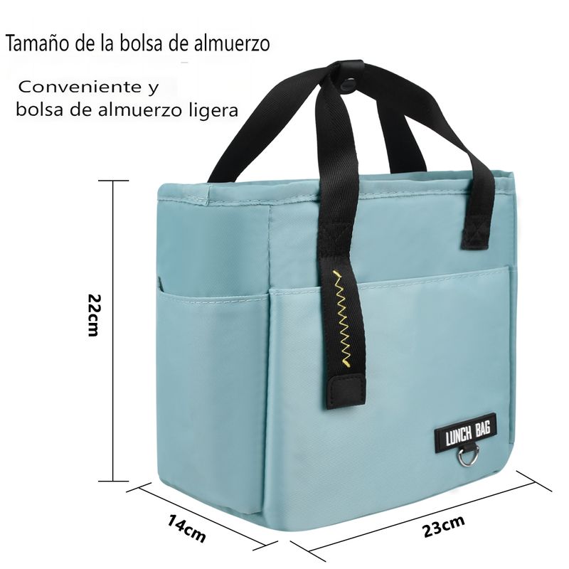 AIZO - Bolso Lonchera Térmica Tela Oxford Multicolores Portátil En cian