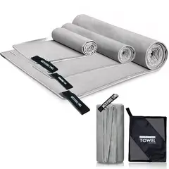 AIZO - Toalla Baño Viaje De Microfibra De Secado Rápido-Gris claro