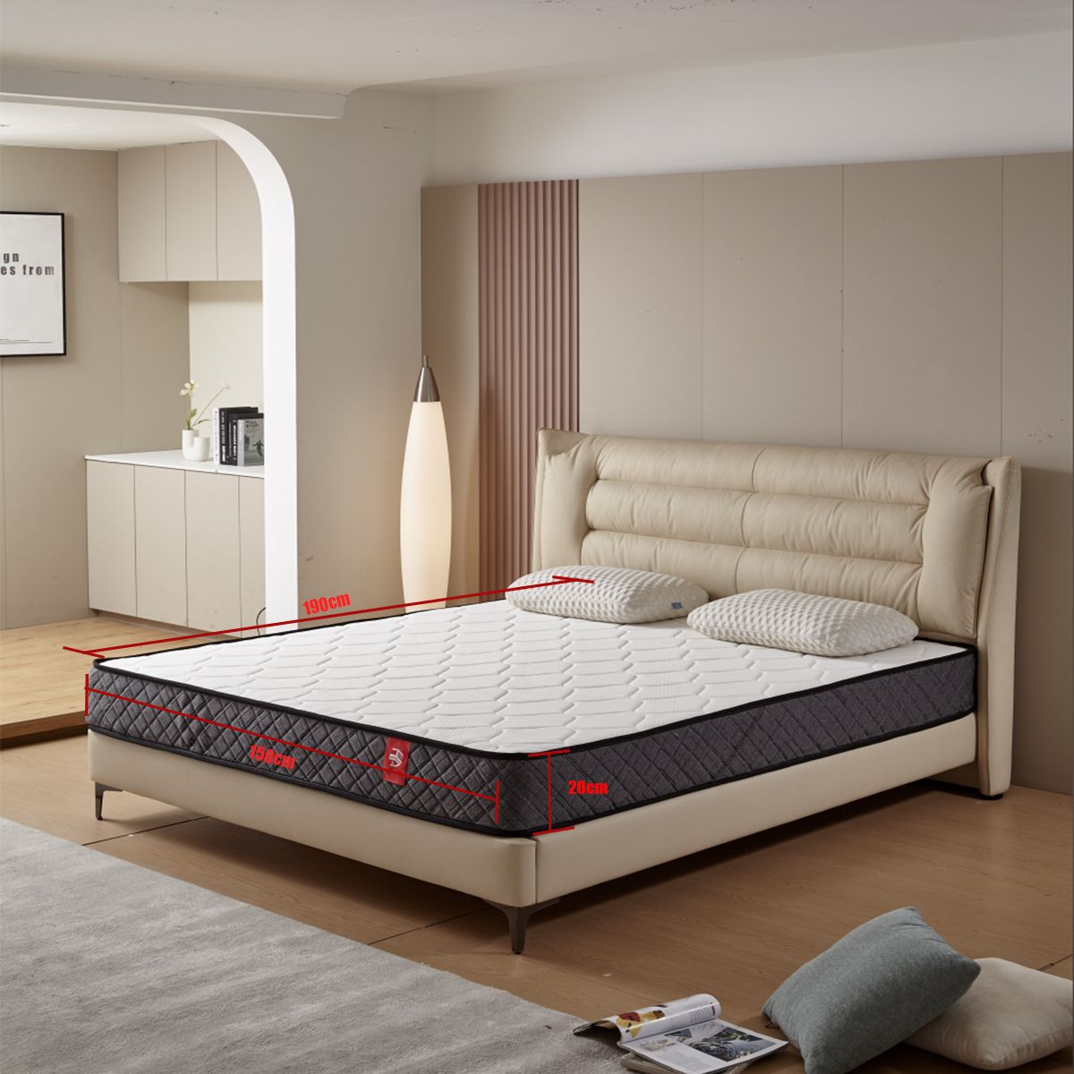 ANYHOGAR - Colchón Individual Caja Muelles Independientes 150x190x20 Cm