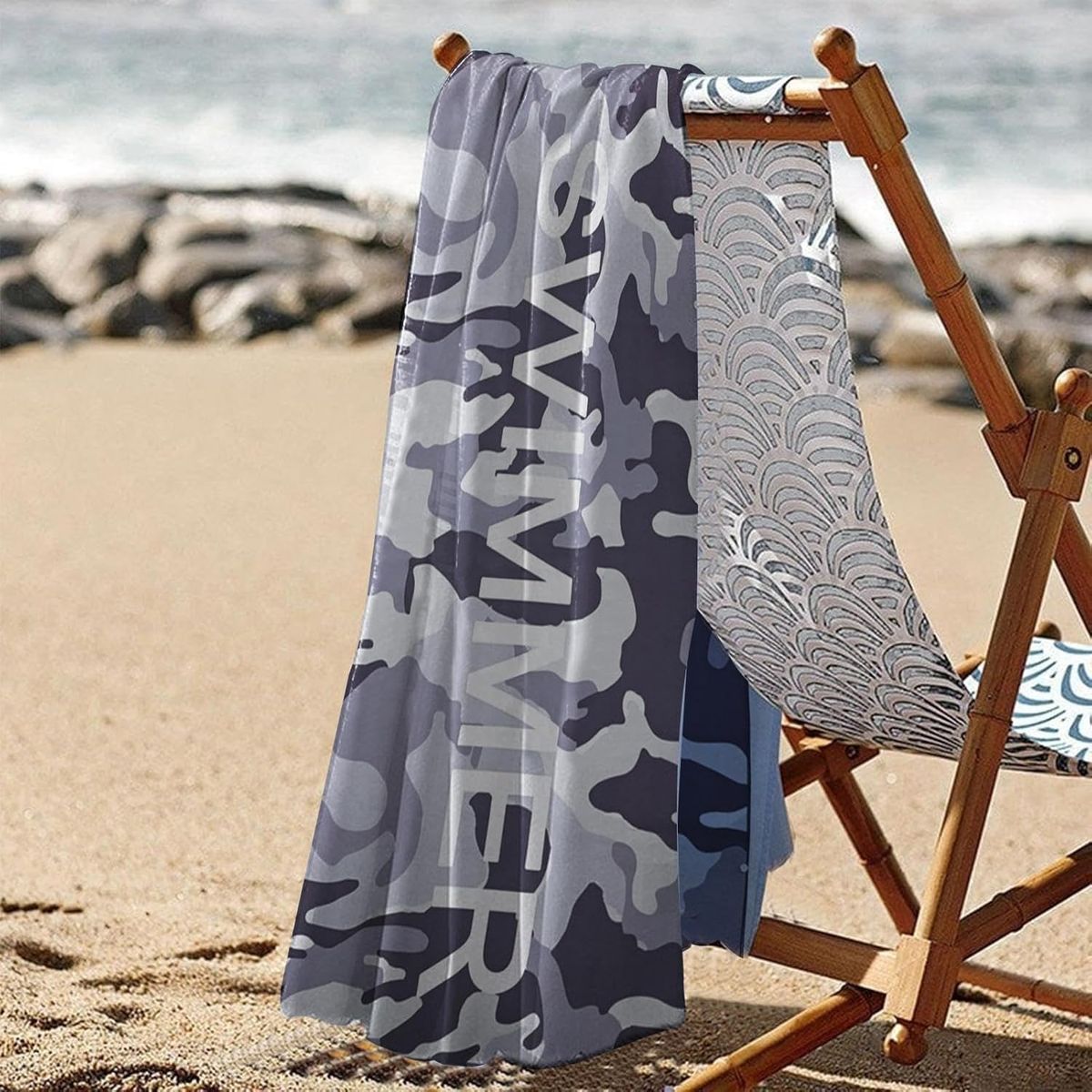 AIZO - Toalla De Microfibra Secado Rapido Playa Viaje Estuche Negro gris